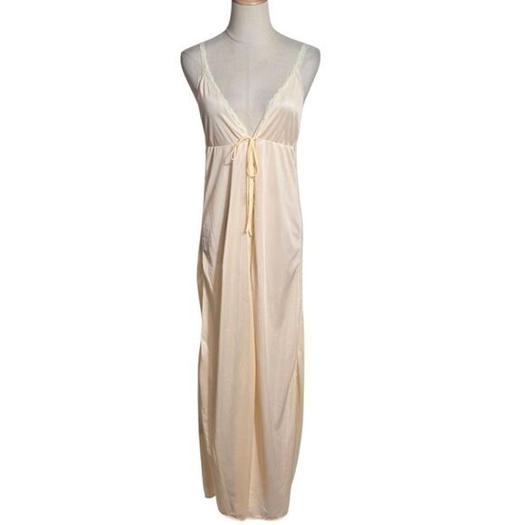 Avon Fashions Vintage Peach Cream Lace Nightie Maxi Dress - Picture 1 of 9